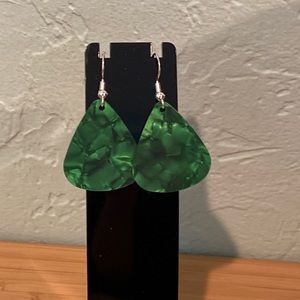 Green pick earrings